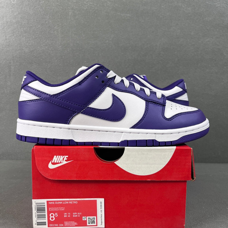 Dunk Low Branco Roxo